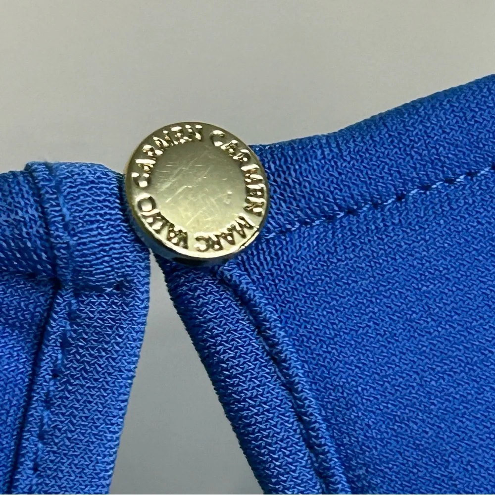 Carmen Marc Valvo Blue Tank with Gold Chain Accent Sleeveless Blouse Sz Medium - Picture 6 of 9